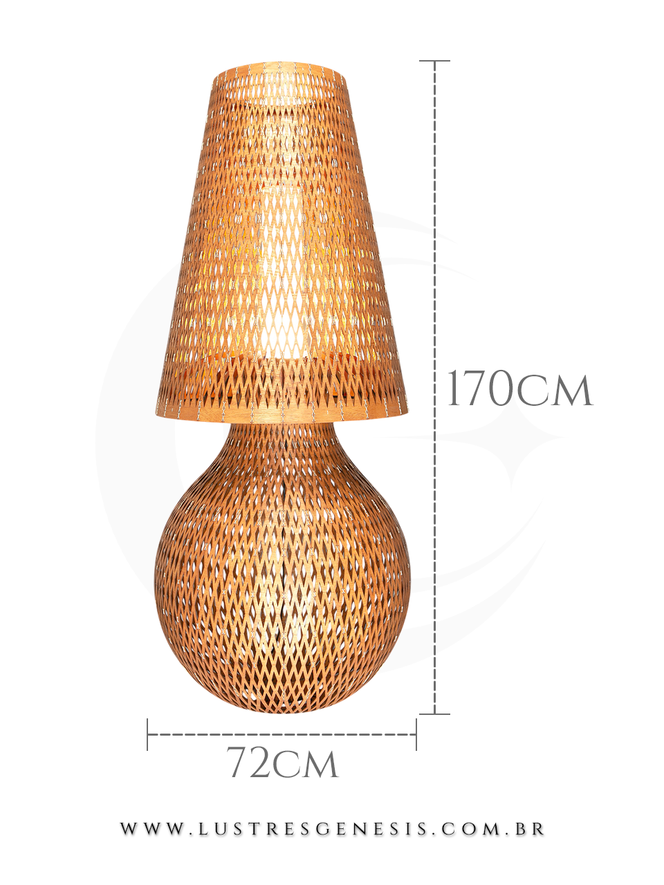 Luminária de Chão Coluna Lanterna Rustico de Madeira Redondo para Sala de Jantar, Cozinha, Quarto de Casal e Mesa Sala Jantar Lustres Genesis